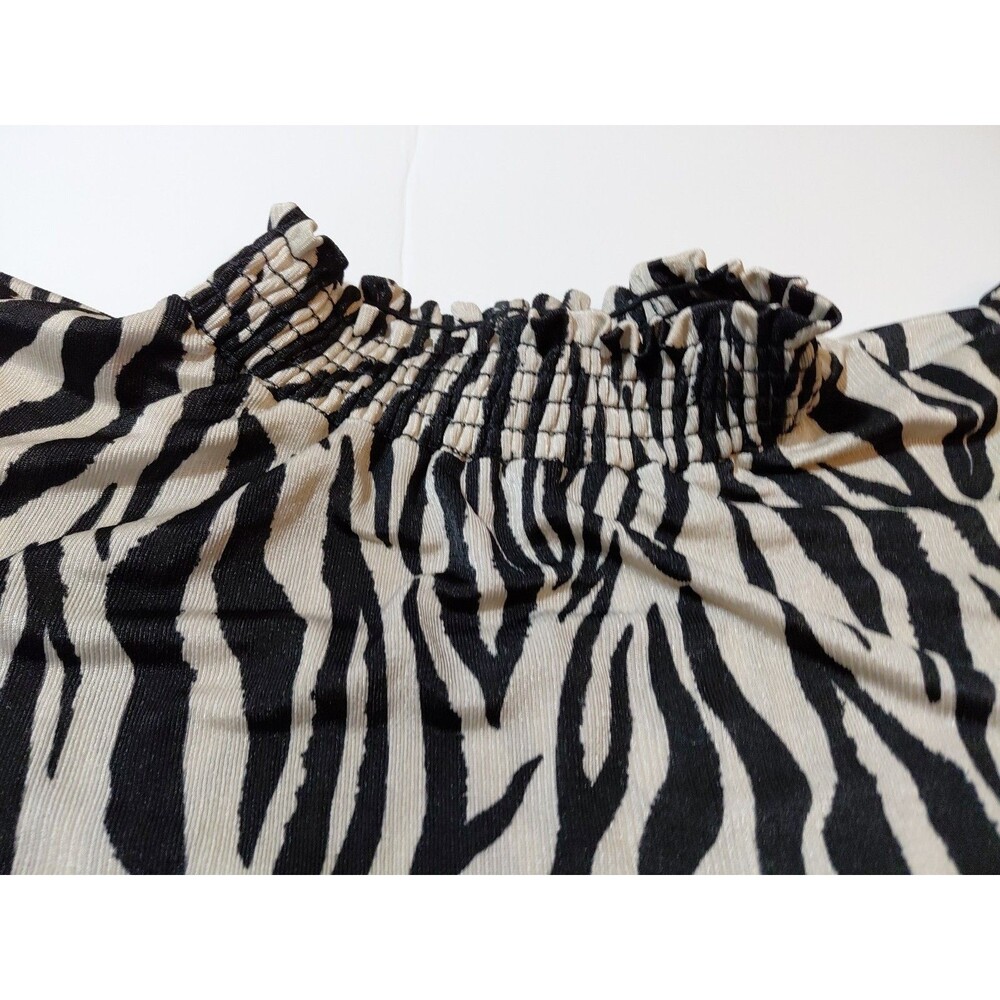 Stitch Fix Beacon Apparel XXL Mock Neck Zebra Print Short Flutter Sleeves Top - Picture 2 of 10